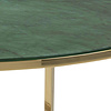 Almaz salontafel Ã˜80 cm in glas met groene marmerprint en goudkleurig chromen onderstel