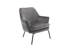 Chicca fauteuil in grijze stof en zwart metalen onderstel