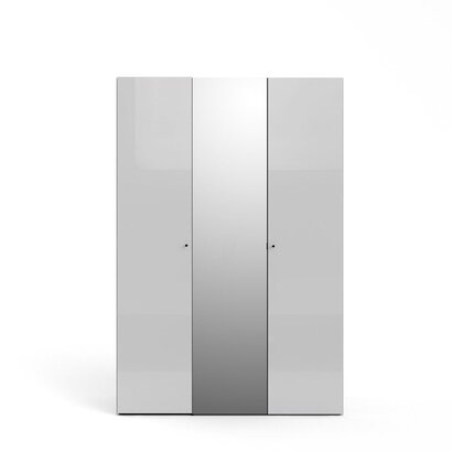 Saskia kledingkast 1 spiegeldeur + 2 deuren wit en wit hoogglans.