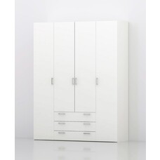 Spell kledingkast 4 deuren en 3 lades wit.