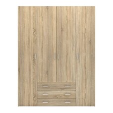 Spell kledingkast 4 deuren en 3 lades eiken decor .