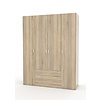 Spell kledingkast 4 deuren en 3 lades eiken decor .