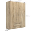 Spell kledingkast 4 deuren en 3 lades eiken decor .