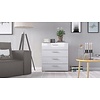 Petra kommode 4 lades eiken decor en wit hoogglans.