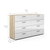 Petra kommode 8 lades eiken decor en wit hoogglans.