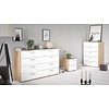 Petra kommode 8 lades eiken decor en wit hoogglans.