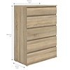 Nora ladekast B 5 lades eiken decor.