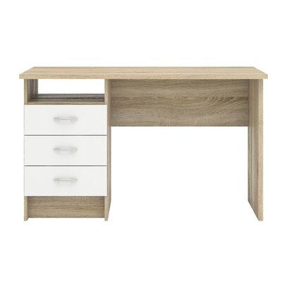 Fula bureau 3 lades eiken structuur decor en wit.