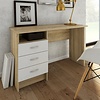 Fula bureau 3 lades eiken structuur decor en wit.