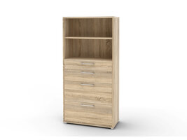 Prisme archiefkast 4 lades en 1 plank eiken decor.