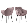 Emil eetkamerstoel dusty rose, zwart metaal.