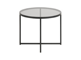 Cape bijzettafel Ø55 cm rookkleurig glas en mat zwart metaal.