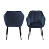 Emil eetkamerstoel donkerblauw, zwart metaal.