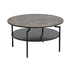 Goheen salontafel met 1 plank, zwart, bruine marmerprint, zwart staal.
