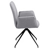 Nadine eetkamerstoel met draaivoet, lichtgrijs, zwart metaal.