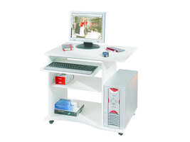 Pemos bureau 1 plank, 1 uittrek wit.