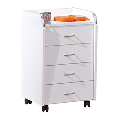 Prosar kommode kantoorarchief op wielen, 4 lades wit.