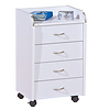 Prosar kommode kantoorarchief op wielen, 4 lades wit.