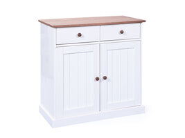 Wright dressoir 2 deuren, 2 lades wit, bruin.