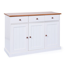 Wright dressoir 3 deuren, 3 lades wit, bruin.