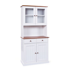 Wright dressoir 2 deuren, 2 glazen deuren, 2 lades wit, bruin.