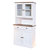 Wright dressoir 2 deuren, 2 glazen deuren, 2 lades wit, bruin.