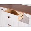 Wright dressoir 3 deuren, 2 glazen deuren, 3 lades, 3 open ruimtes wit, bruin.