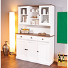 Wright dressoir 3 deuren, 2 glazen deuren, 3 lades, 3 open ruimtes wit, bruin.