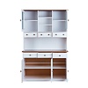 Wright dressoir 3 deuren, 2 glazen deuren, 3 lades, 3 open ruimtes wit, bruin.