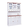 Wright dressoir 3 deuren, 2 glazen deuren, 3 lades, 3 open ruimtes wit, bruin.