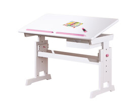 Batur bureau 1 lade wit, blauw/roze.