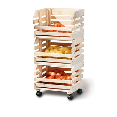 Frula wandkast 3 bakjes voor fruit en groenten natuur.