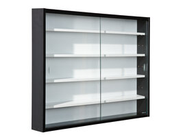 Comit vitrinekast voor wandmontage, 2 glazen deuren wit, zwart.