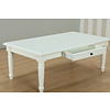 Mozart salontafel met 2 lades, antiek wit, antiek gepatineerd.