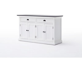 HalifaxContrast dressoir met 4 deuren en 2 lades, in wit met zwart bovenblad.