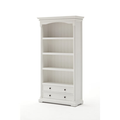 Provence boekenkast met 2 lades, in wit.