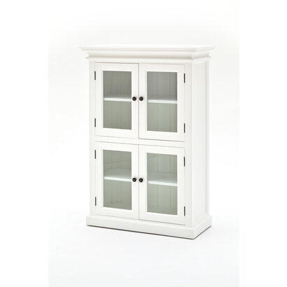 Halifax vitrinekast met 4 glazen deuren, in wit.