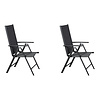 Kelly 2 x tuinstoel, verstelbare rug, 7 posities, zwart/grijs.