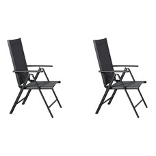 Kelly 2 x tuinstoel, verstelbare rug, 7 posities, zwart/grijs.