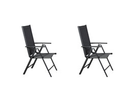 Kelly 2 x tuinstoel, verstelbare rug, 7 posities, zwart/grijs.