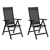 Kenny 2 x tuinstoel, verstelbare rug, 6 posities, zwart/zwart.