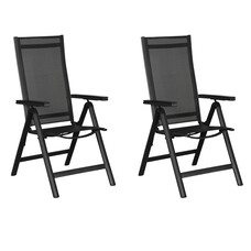 Kenny 2 x tuinstoel, verstelbare rug, 6 posities, zwart/zwart.
