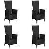 Joops 4 x tuinstoel, traploos verstelbare rugleuning, zwart.