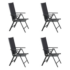 Kelly 4 x tuinstoel, verstelbare rug, 7 posities, zwart/grijs.