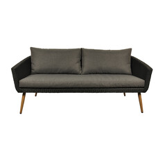 Accon loungemeubel buitensofa, 3-persoons incl. kussen zwart/grijs.