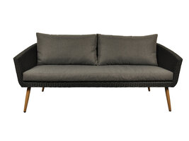 Accon loungemeubel buitensofa, 3-persoons incl. kussen zwart/grijs.