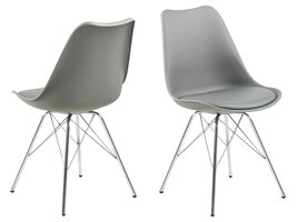 Erin eetkamerstoel grijs, chroom.