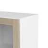 Base wandkast 1 glazen deur wit, eiken structuur decor.