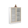 Base wandkast 2 glazen deuren wit, eiken structuur decor.