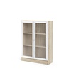 Base wandkast 2 glazen deuren eiken structuur decor, wit.